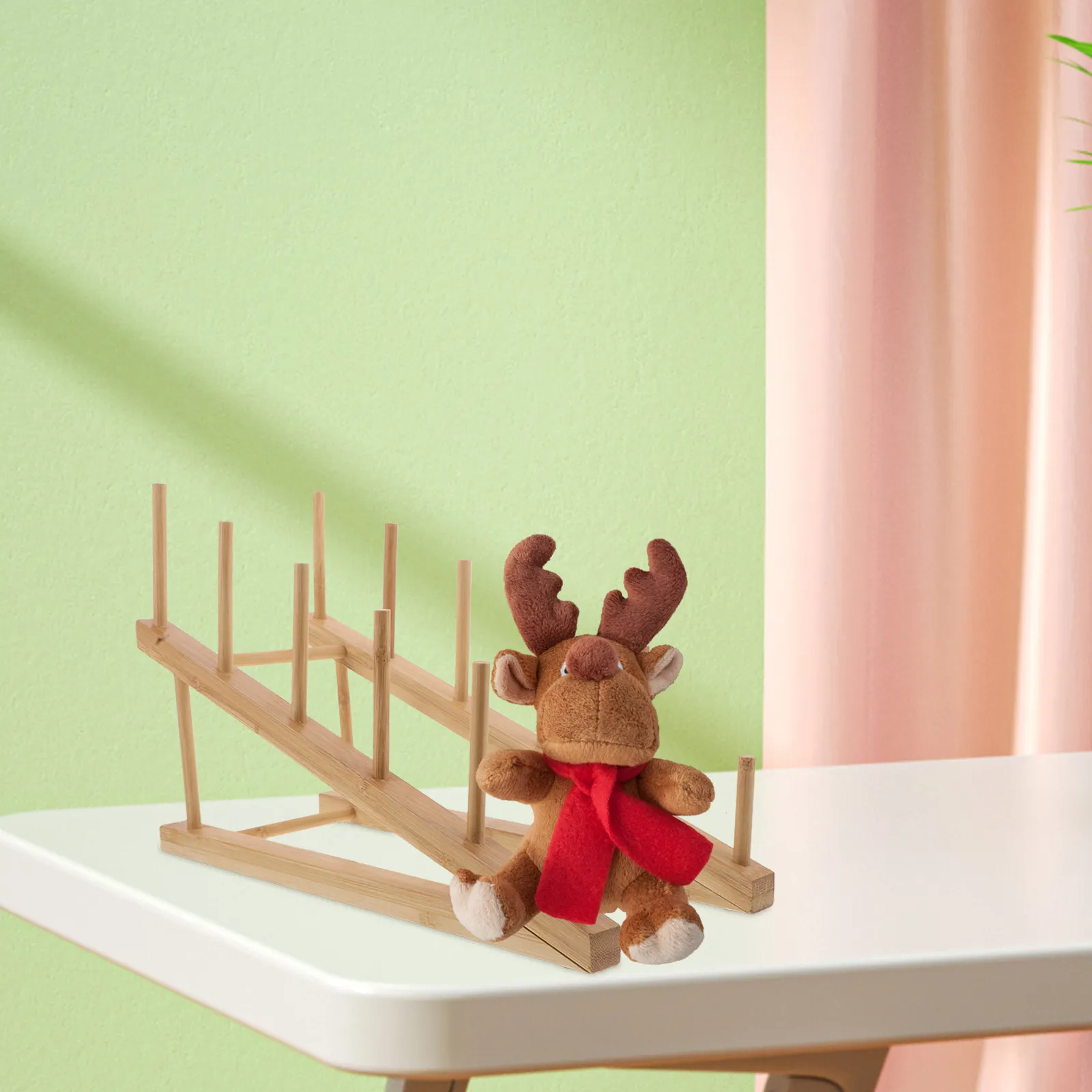 12Pieces Wooden Puppet Holder Stand Space-Saving Multi-Layer Puppet Display Rack for Hand Puppets Classroom Bedroom Kindergarten