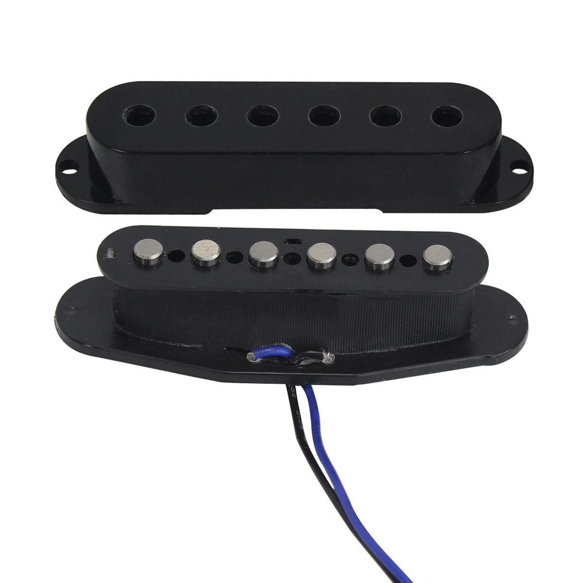 FLEOR 3PCS Black Flat-Pole Vintage Alnico 5 Single Coil Electric Guitar Pickups Set 50/50/52mm for ST Guitar Parts