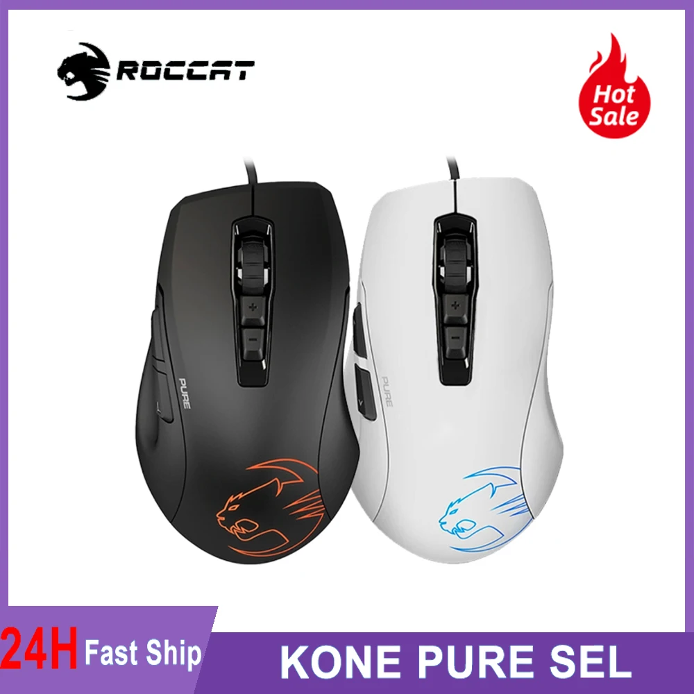 Roccat Kone Pure Sel Ergonomic Gaming Mouse (5000 Dpi Optical Sensor RGB Lighting Ultra Light) Black, ROC-11-723