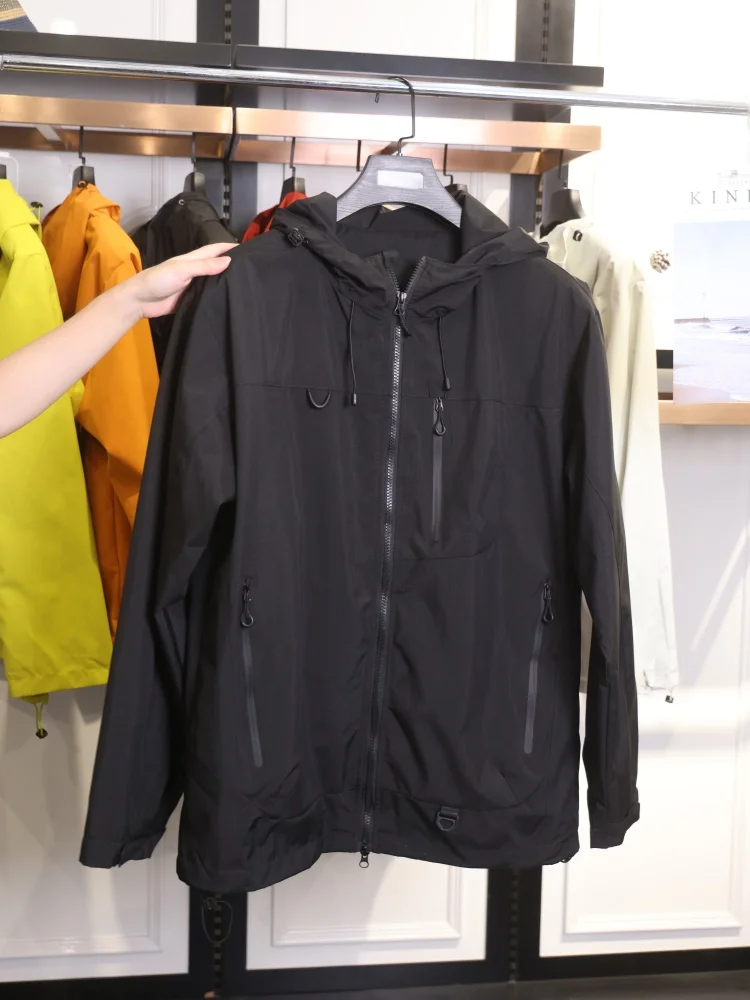 

Douxia Spring Autumn Casual Outdoor Windproof Hooded Jaet ex Stand Fit Polyester Fiber Long Sve Regular Length