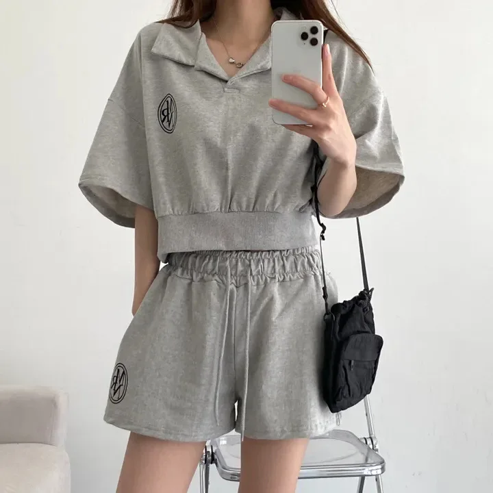 Summer Short T-shirt Tops Wide Leg Shorts Fashion Running Two Piece Sets Ladies Clothing Sporty Outfit Casual Sports Suits Women