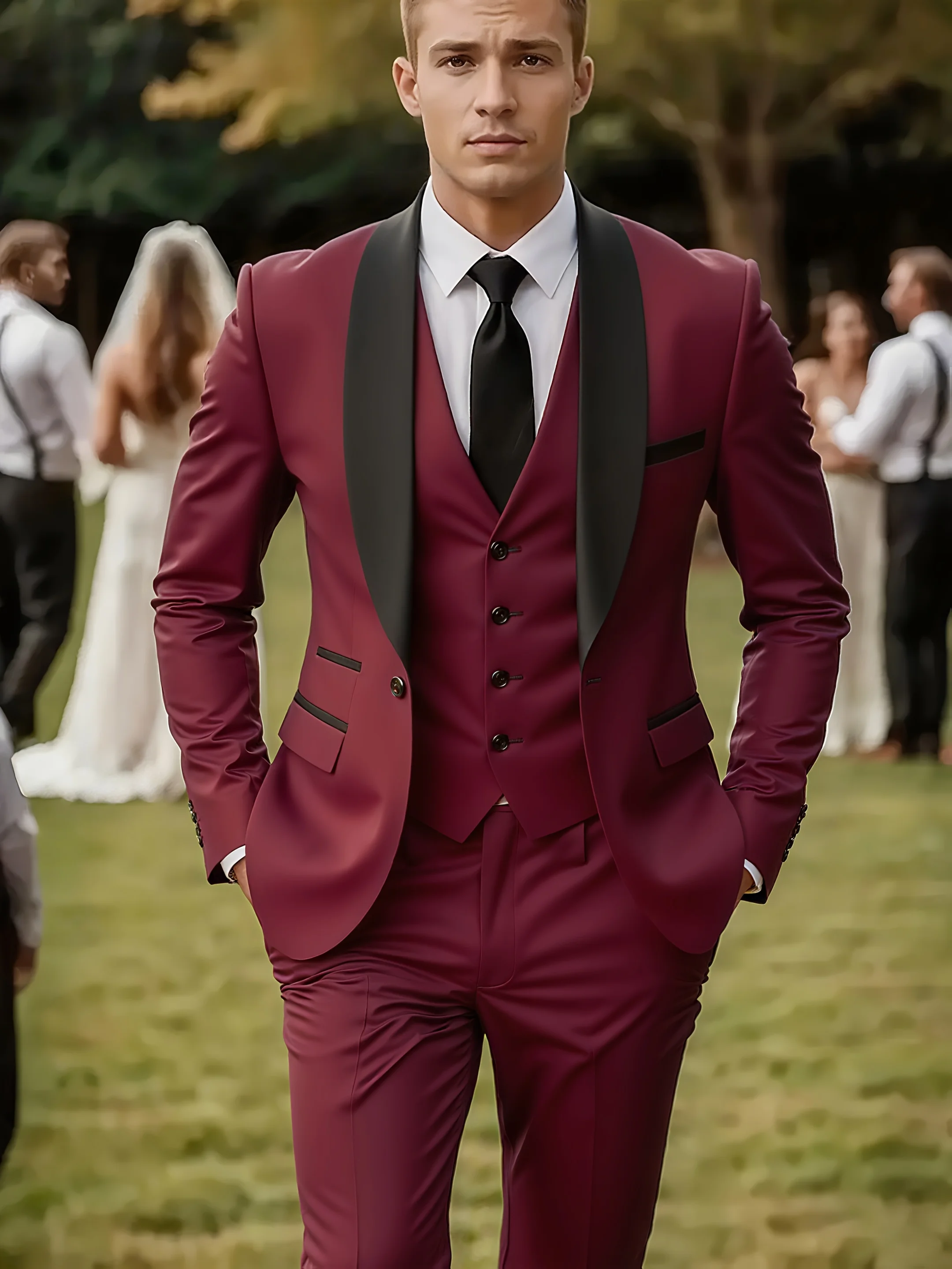 

Деловой костюм-тройка для мужчин - идеально подходит для свадеб, вечеринок и торжественных мероприятий