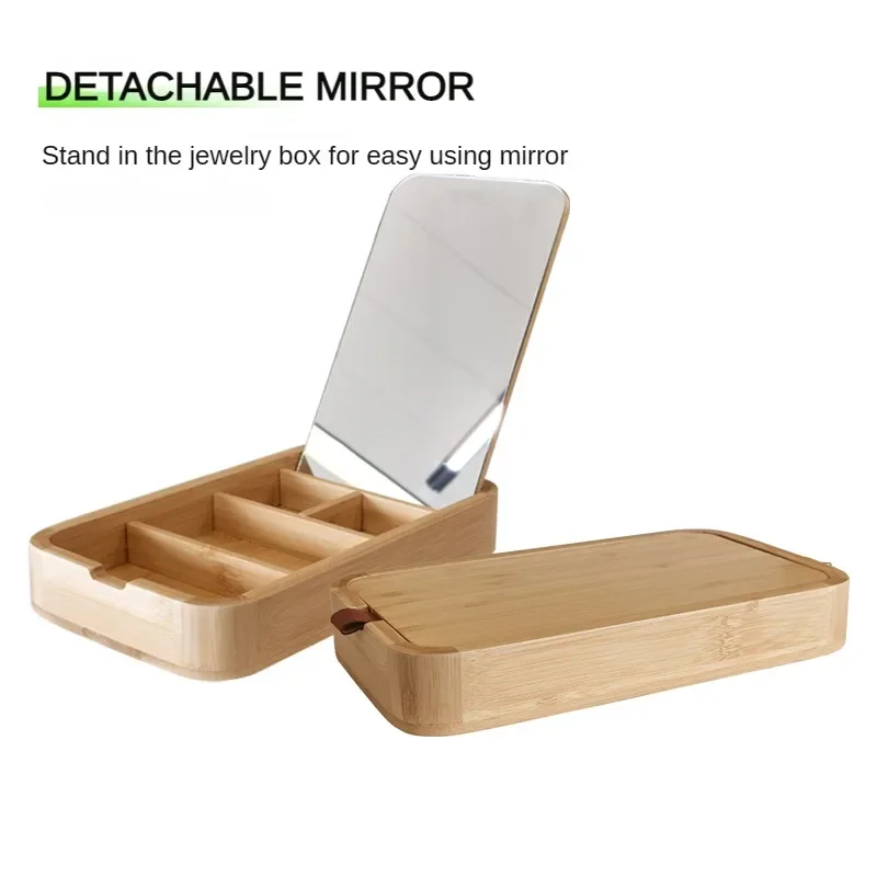 Children's photographic accessories,Bamboo Jewelry Box with Mirror,Jewelry Collections Holder with Detachable Lid for Necklace