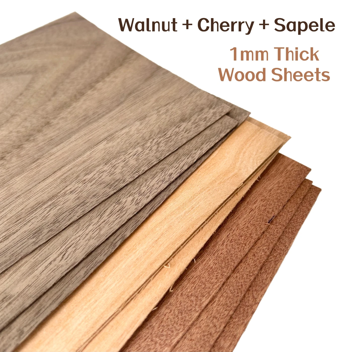 

1mm Wood Veneer Sheets Pack for Marquetry and Inlay Work, 3 PCS Each of Walnut & Cherry & Sapele Wood Sheets for Laser Engraving
