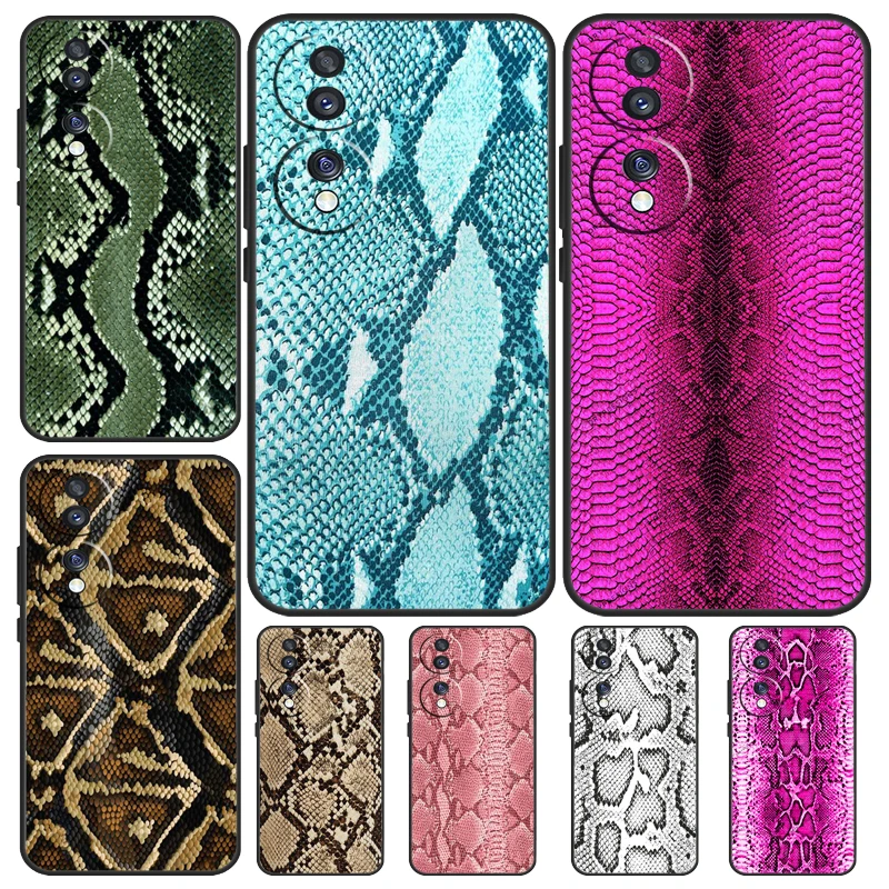 Snake Skin Print Case For Honor Magic 5 Pro 50 70 90 Lite Honor 8X 9X X9b X9a X8a X7a X6a X6 X7 X8 X9 Cover