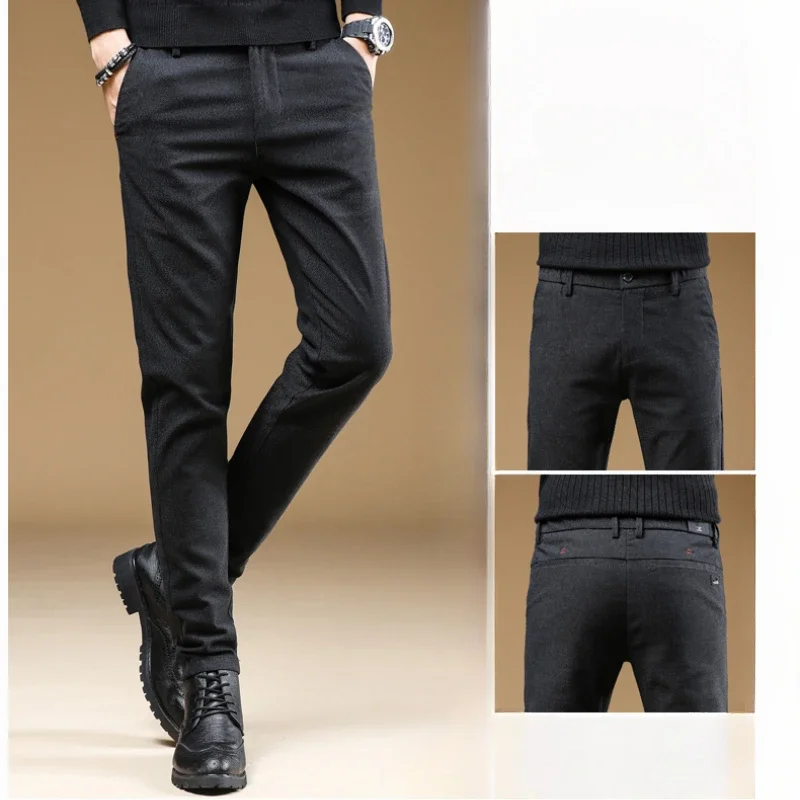 Slim-Fit Shaping Trousers for Men, Monochrome, Stretchable, Versatile, Breathable, Business, Casual, 28-38