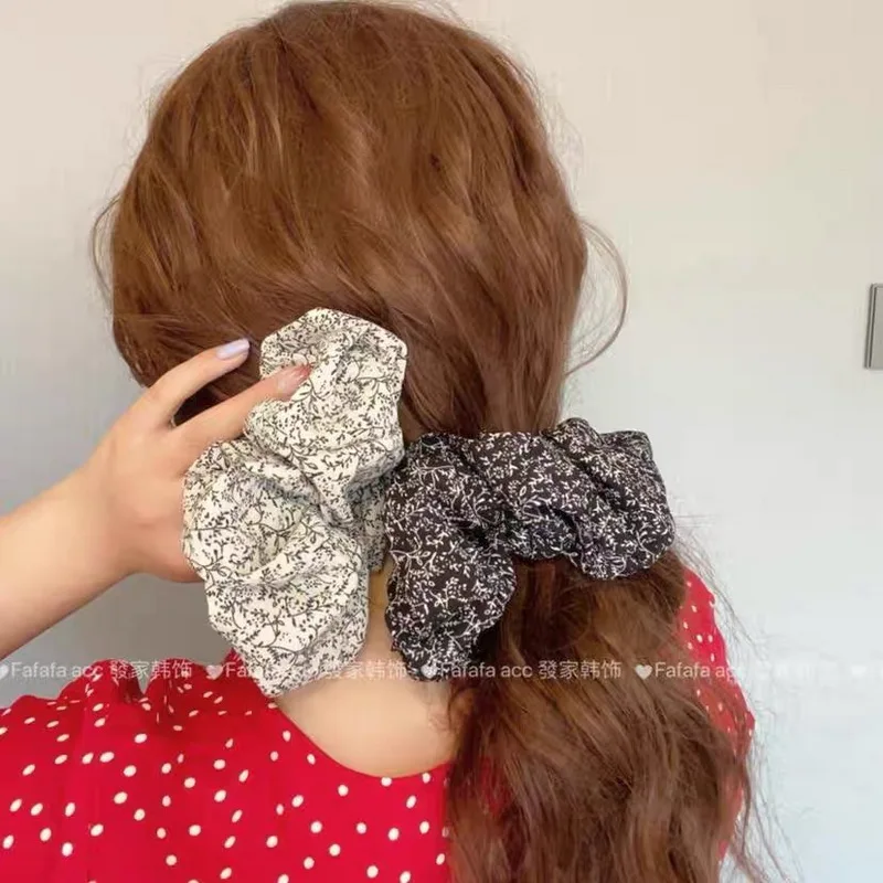 Korea Mode Big Floral Scrunchie Für Frauen Übergroße haarbänder mädchen elastische haargummi grande haar seil colet scrunchies geschenk – Detail 2