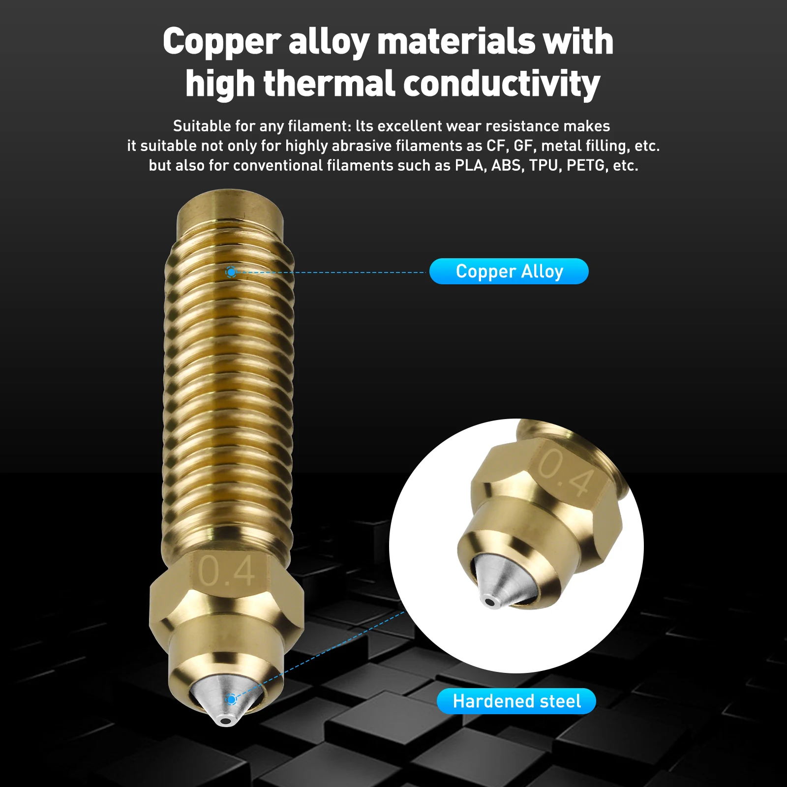 ELEGOO ケンタウリカーボン 0.2/0.4/0.6/0 - 3D Printer Nozzle Brass のレビューと価格