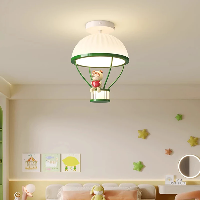French Cream Style Children's Room Ceiling Lights LED Warm Hot Air Balloon Lamp Nursery Baby Room Boy Girl Bedroom Ceiling Lamps