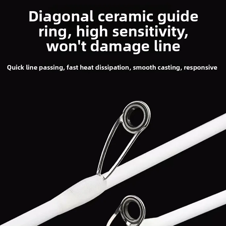 قصبة صيد من ألياف الكربون لصيد سمك القاروص، هيكل صلب وسطح أملس، نغمة U/L، فتحة مرفوعة، خطوط بيضاء #1