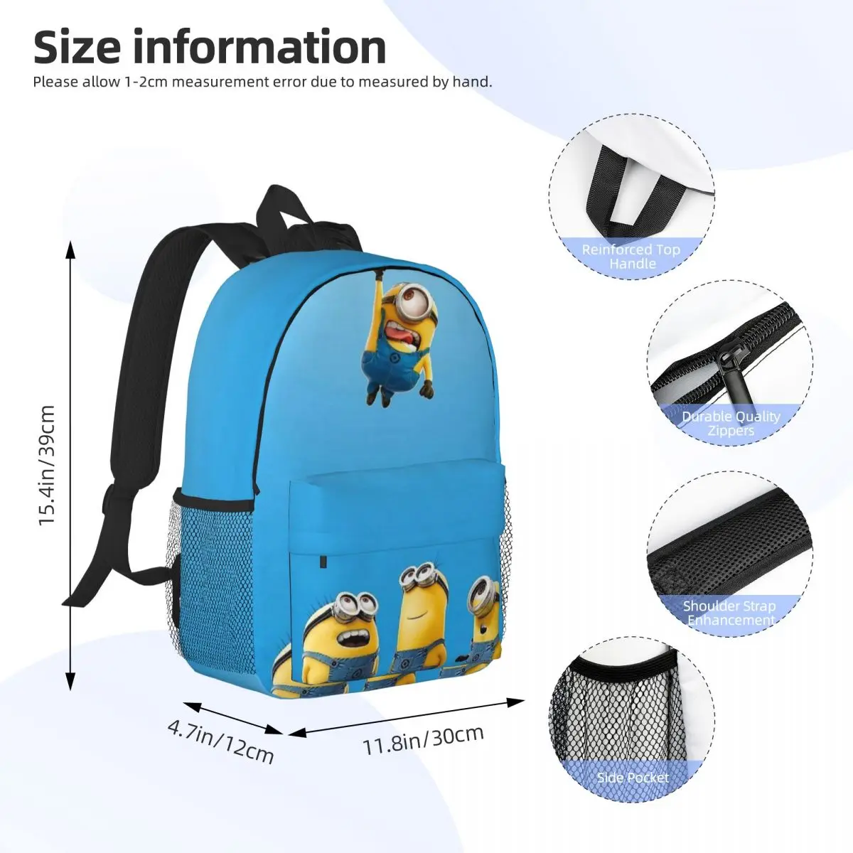 Like-Minion-s-Style New Fashion High Capacity Waterproof College Backpack Trendy Laptop Travel Book Bag 15inch