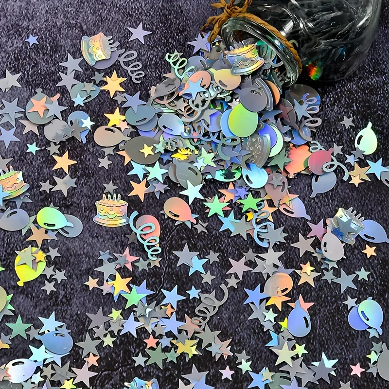 600/300 pezzi decorazione di compleanno arcobaleno colorato buon compleanno scarti stelle filanti laser coriandoli sfera circolare torta a forma di lettera