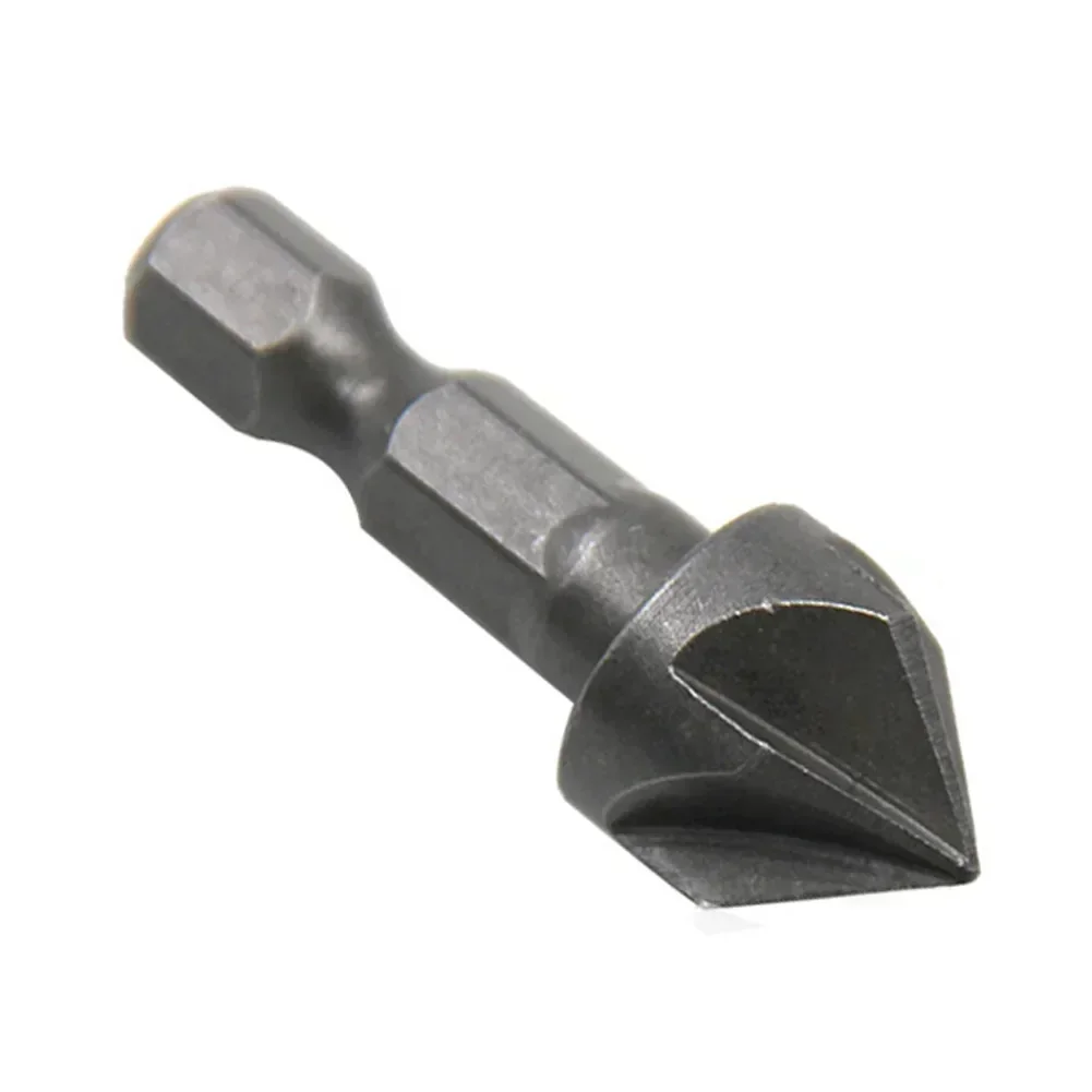 1PC Steel 6 Flute Countersink Drill Bit Five-Edge Chamferer Hexagonal Shank For Woodworking Tools Wood Chamfering Cutter Chamfer