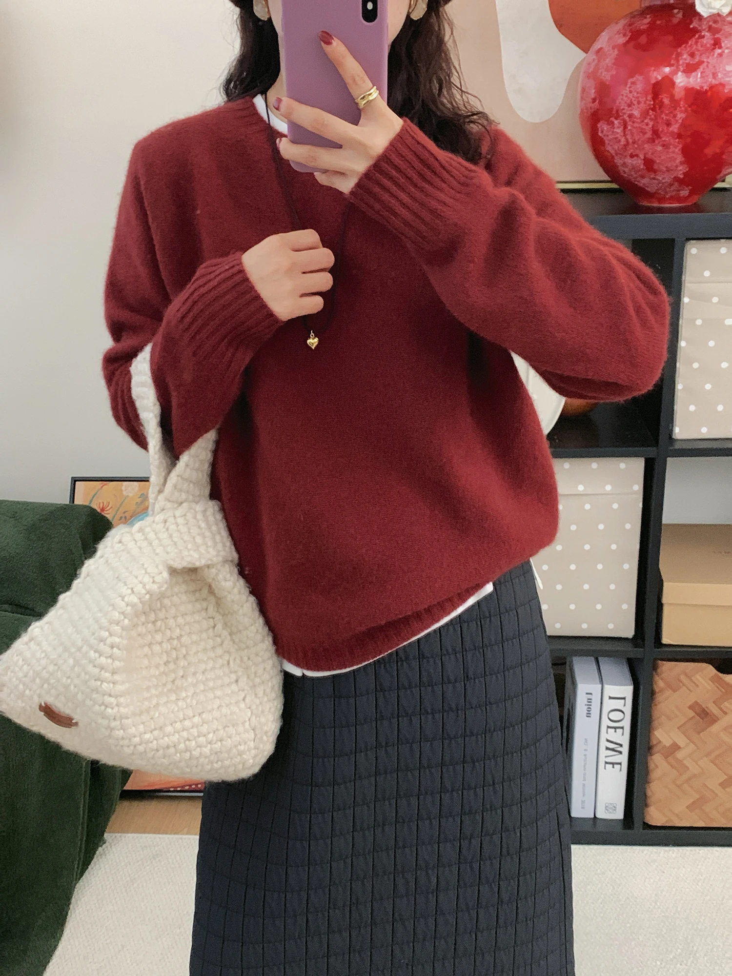 

Ladies' Camere Knitted Sweater round Ne-Piece Sl Winter Warm Thiened Long Sve Casual Comfortable Top