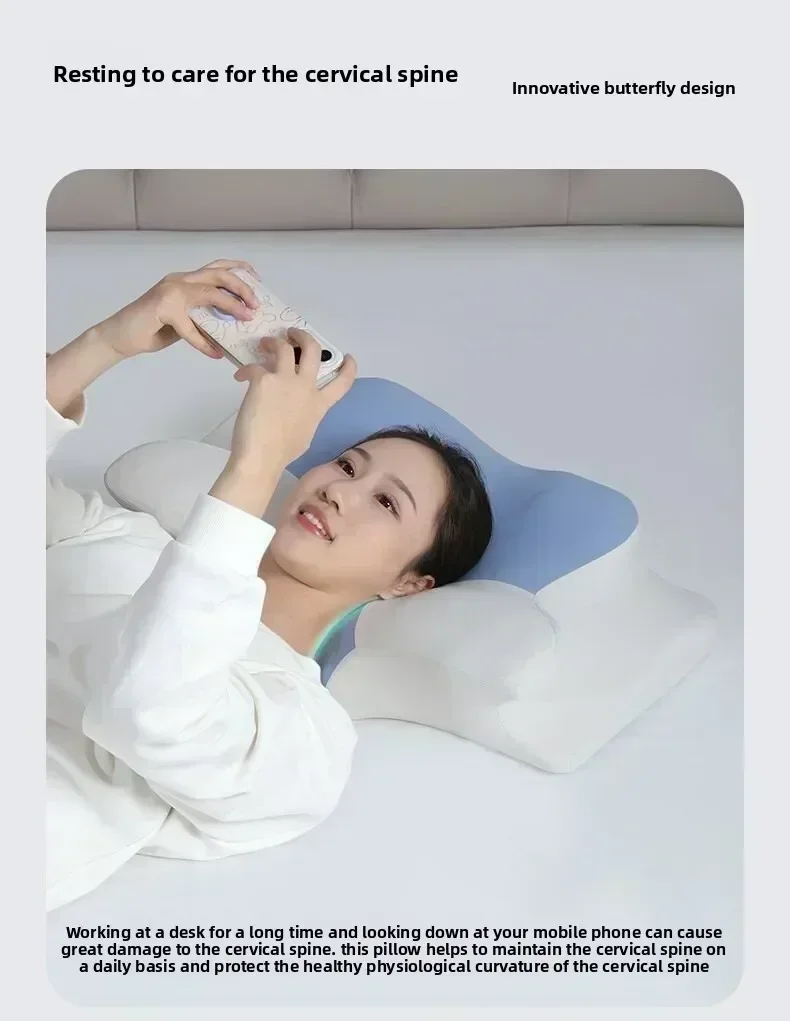 2-in-1 Ergonomic Molded Orthopedic Pillow One Unit Foam Cervical Cushion Comfortable Neck Support Pad for Sore Neck Relief Use