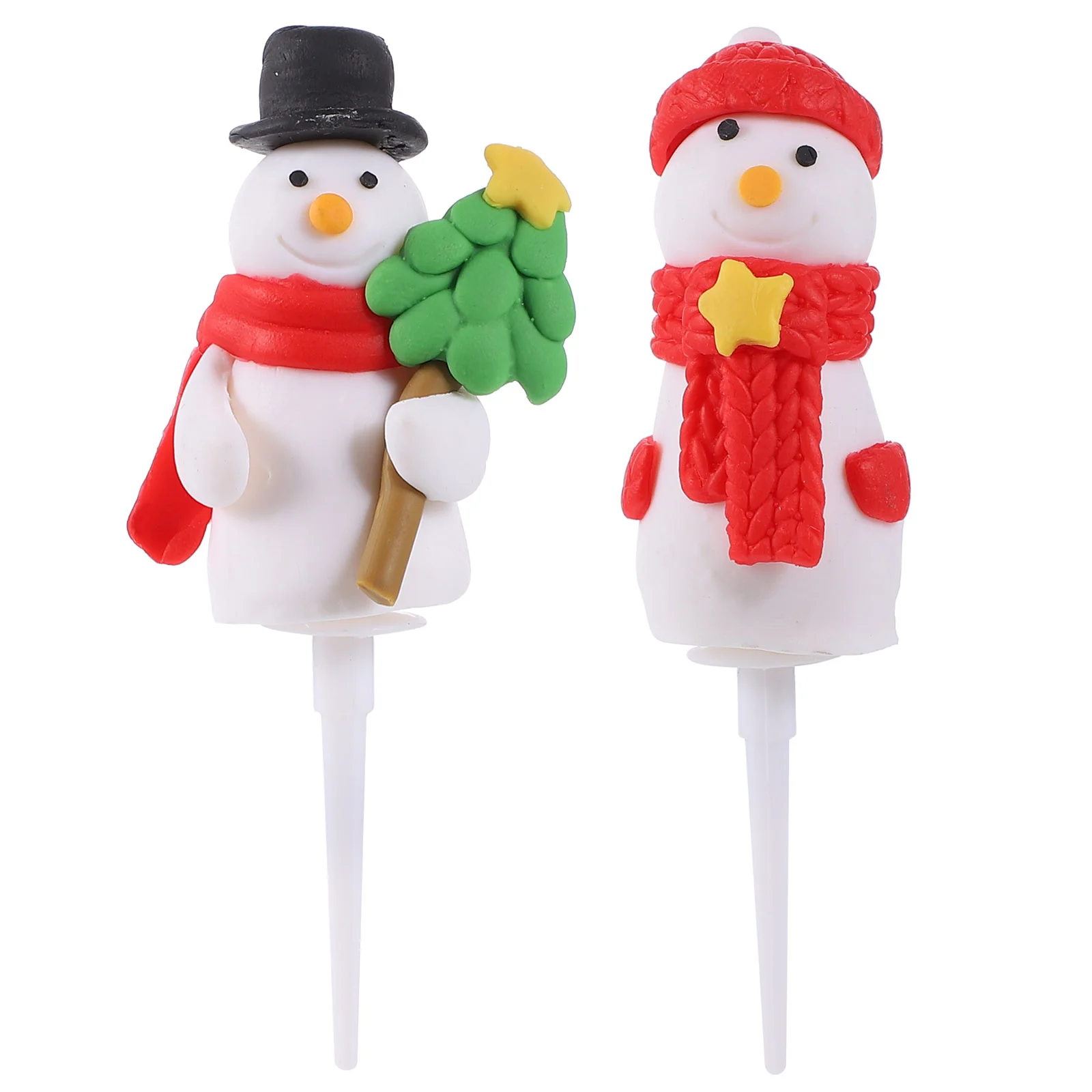 2 Pcs Christmas Figurine Ornaments Dessert Toppers Cake Environmentally Friendly Birthday Decor Polymer Clay Desktop