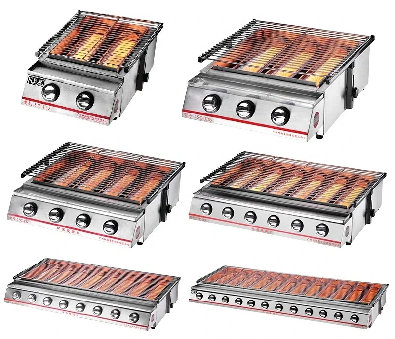 10 Big Burner LPG Gas BBQ Grill Automatic Commercial Chicken Roaster Machine for Hotels & Restaurants