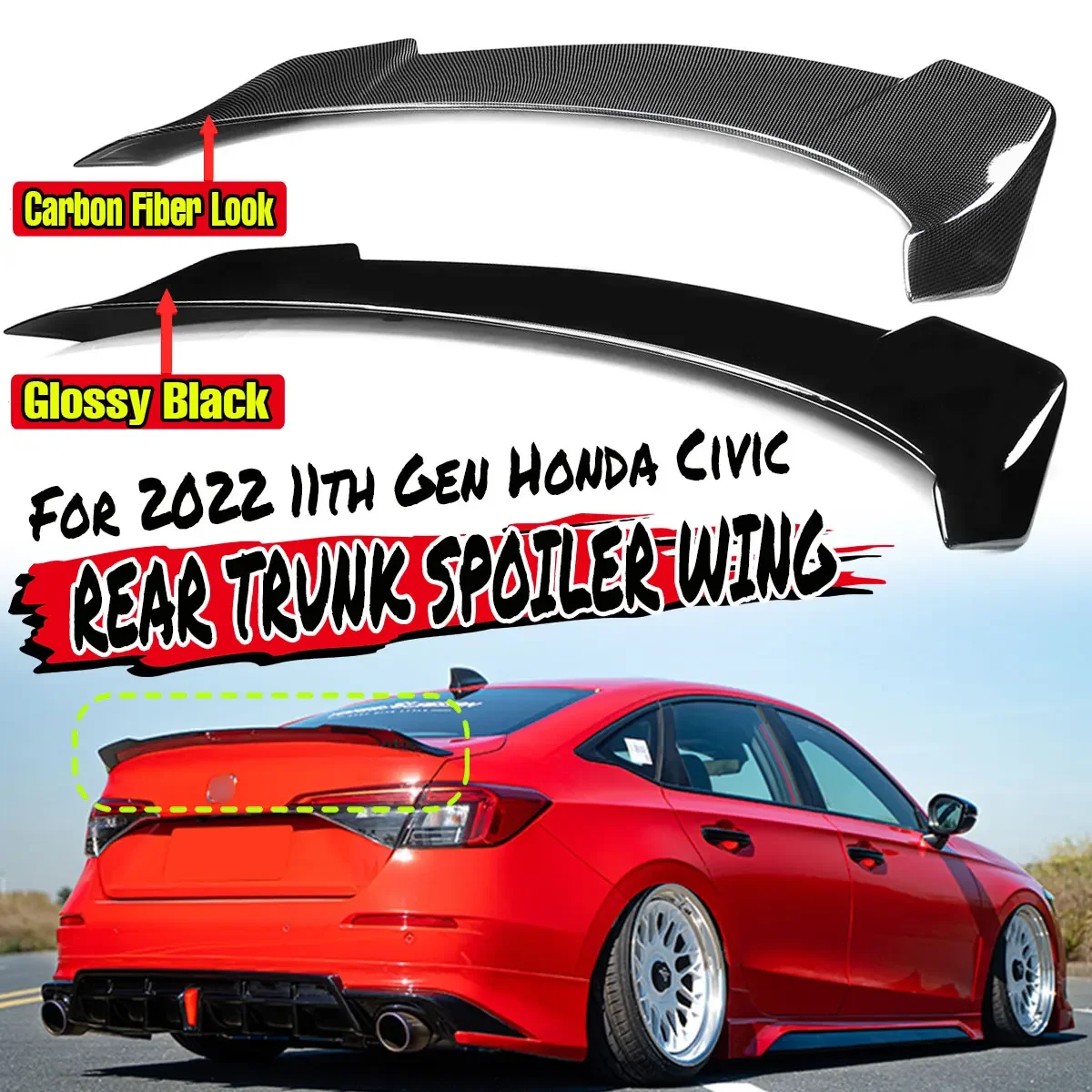 

High Quality Car Rear Spoiler Wing Lip Extension Rear Trunk Lip Boot Wing Lip For Honda Civic 11th 4 Door Sedan 2022 Up Body Kit