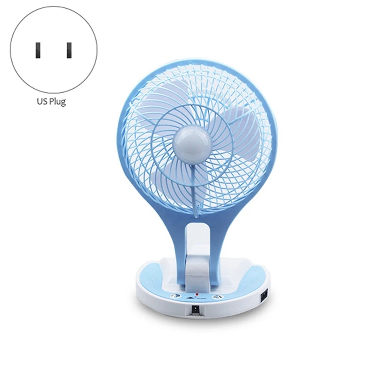 Mini ventilateur électrique pliable, petit format, design de dessin animé, pour le bureau et la maison, avec base bleue