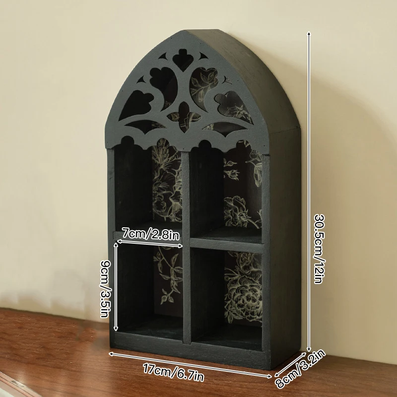 

Wooden Multi-Layer Wall Storage Holder Display Rack Background Decoration Hollowed Out Home Crafts Bathroom Living Room Bedroom