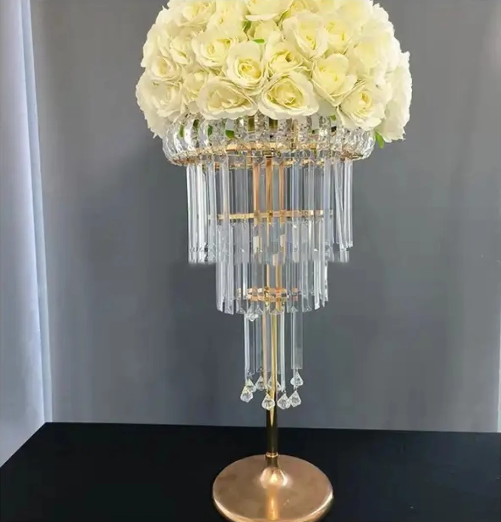 4pcs/10pcs 75cm/100cm) Event Table Decoration Gold Silver Candle Holder Metal Flower Stand Centerpiece for Wedding Table