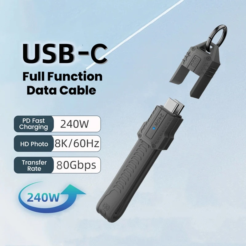A97I-Portachiavi portatile PD240W Cavo USB C a tipo C a ricarica rapida Cavo USB4 da 80 Gbps 8K 60 Hz Cavo USB C Power Bank