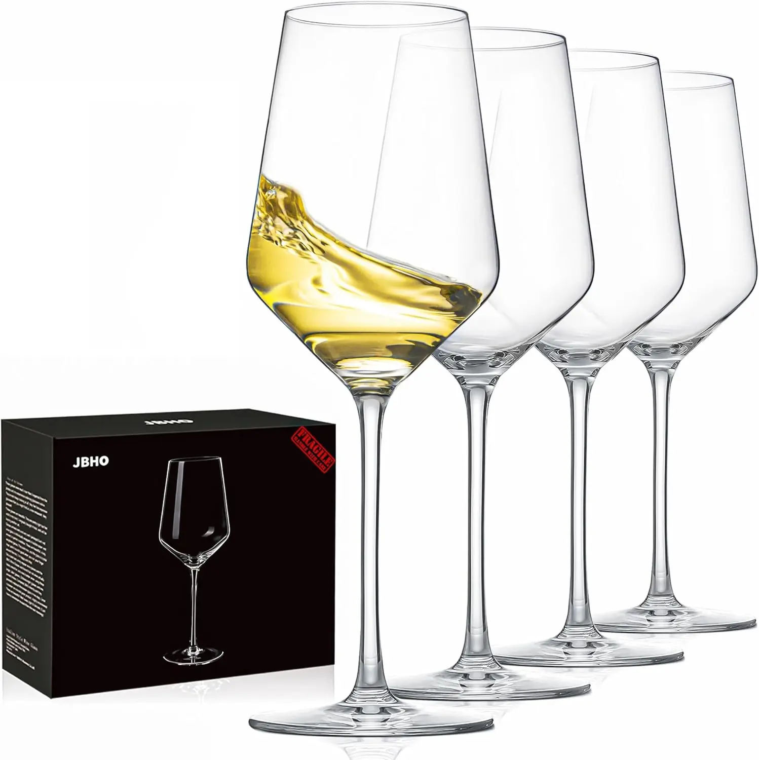 

17 oz Lead-Free Wine Glasses Set of 4, Hand Blown Durable Crystal Wine Glasses for Daily Use and ing Guests, Thin Rim