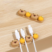 【MAX-22】Portable Capybara Cable Organizer Punch-free Silicone Data Cable Fixed Cable Winder Cartoon Charging Cable Storage