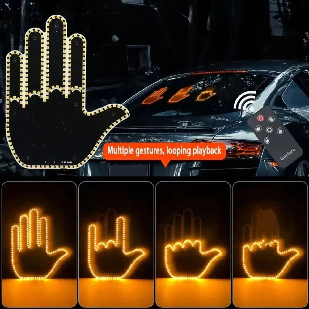 Remote Control Gesture Lights Five Finger Shaped Funny Finger Hand Lamp Sticker Design Luminous Feature Glow Panel