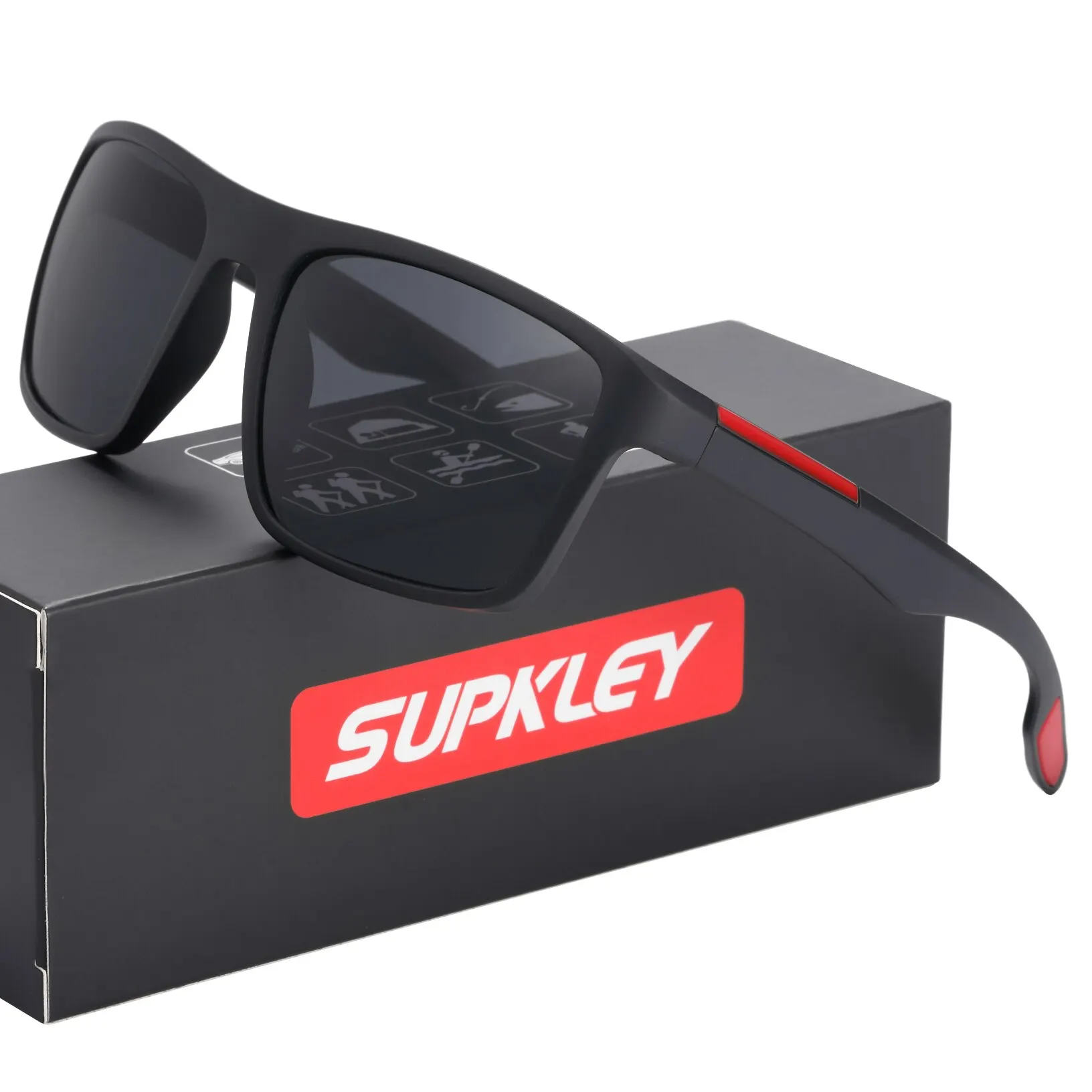 SUPKLEY Ultra Light TR90 Sunglasses Men HD Polarized Sun Glasses UVA& B Protection Eyewear Accessory with Original Package