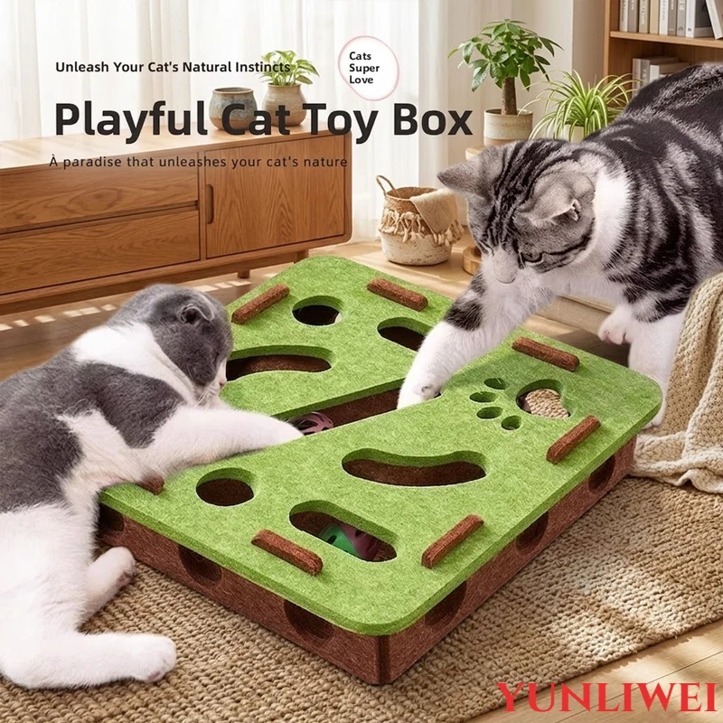 Brinquedo Interativo para Gatos: Labirinto com Sinos e Bolas para Treinamento de QI e Jogo de Esconder Comida para Gatos e Gatinhos - Produtos para Animais de Estimação