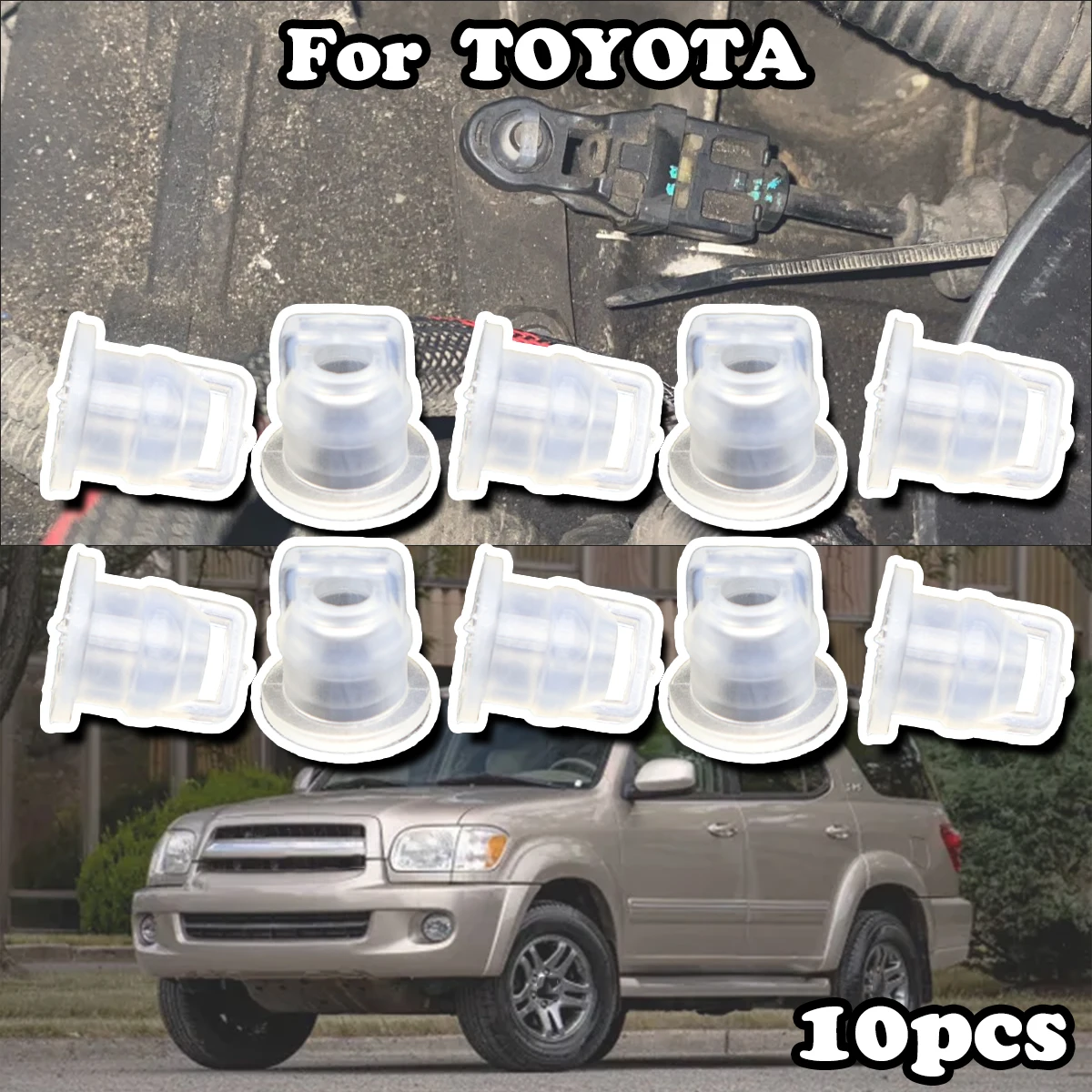 

10pcs Gear Shift Cable Bushing Auto Gearbox Line Rubber Sleeve Car Accessories 68064273AB For TOYOTA Sequoia Tundra 2001 - 2006
