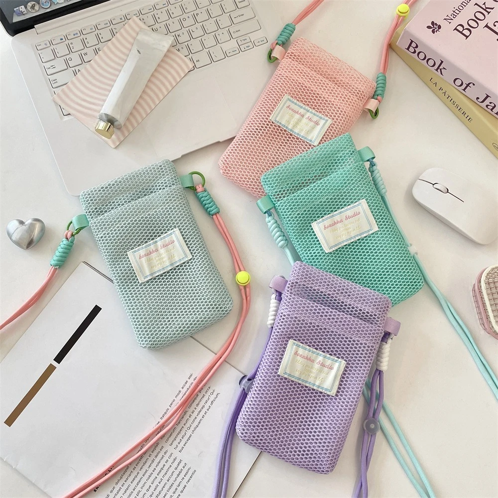 Sweet and Fresh Mobile Phone Bag for Women 2025 Summer New Style Cute Mini Shoulder Bag Crossbody Mesh Portable Cosmetics Bag image 4