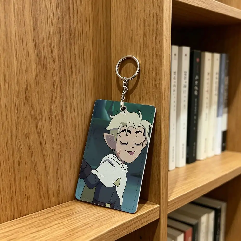 T-The O-Owl House H-Hunter Card Case Leather Card Holder Keychain Key Ring Door Access Tags ID Card Case Keychain view 3
