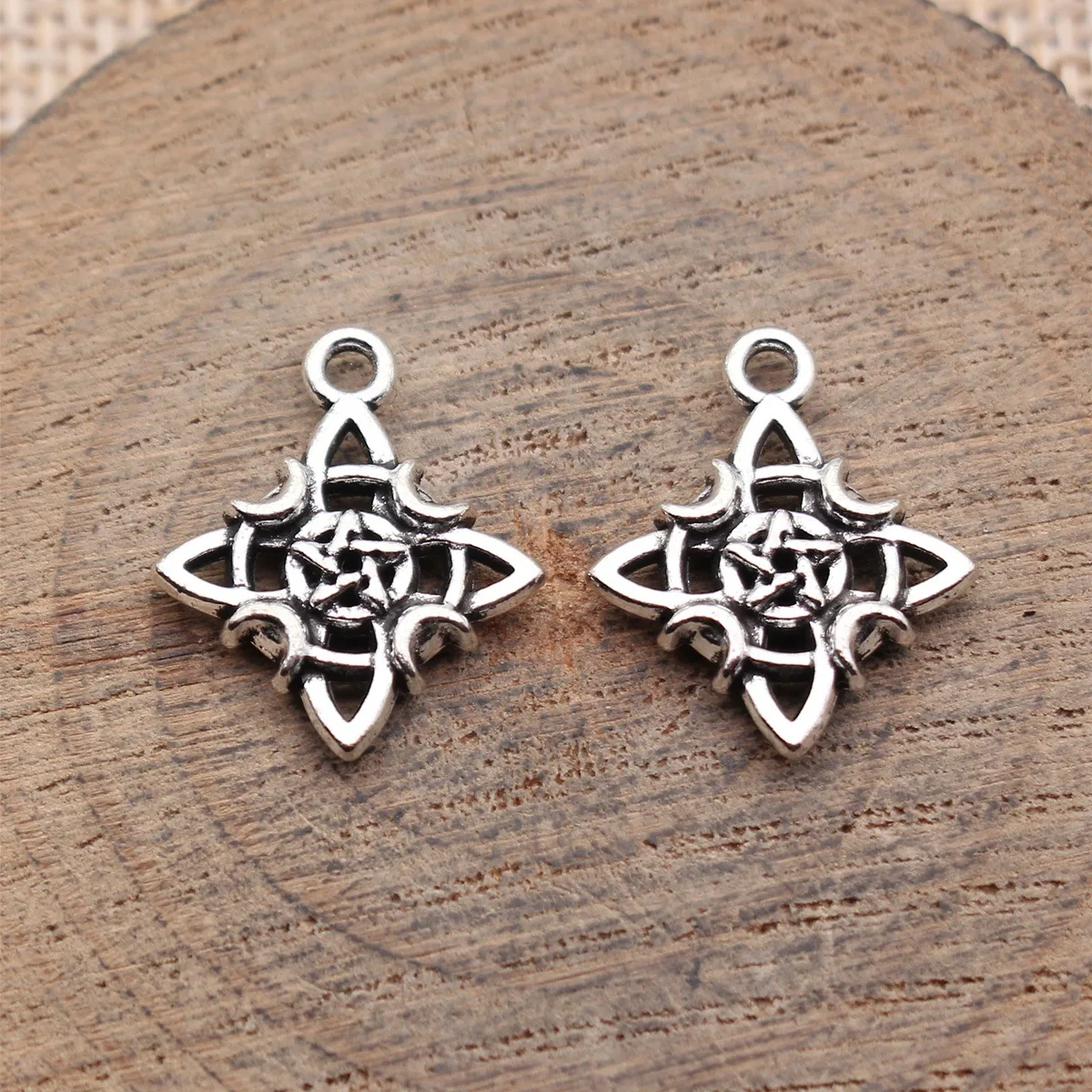 

40 шт., 19x16 мм (0,75x0,63 дюйма), подвески-шармы в виде луны и пятиконечной звезды цвета античного серебра, аксессуары для изготовления ювелирных изделий своими руками