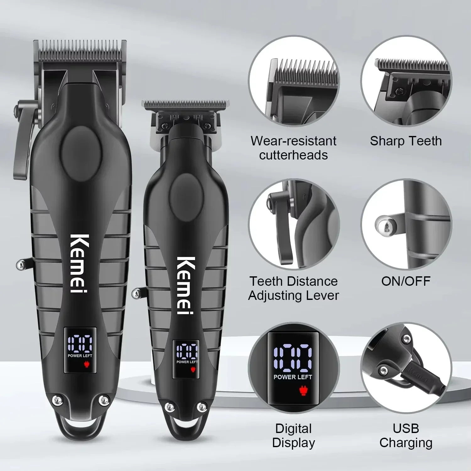 New Kemei KM-2290 KM-2293 KM-T95 Professional Cutting Machine Electric Shaver Hair Trimmers With LCD Display Men's Hair Clipper