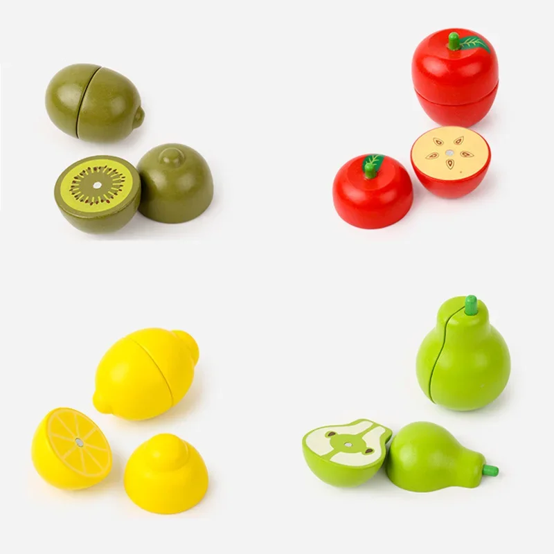 Coupe en bois fruits légumes nourriture semblant Simulation cuisine jeu de rôle Montessori jouets d'éducation précoce pour les enfants