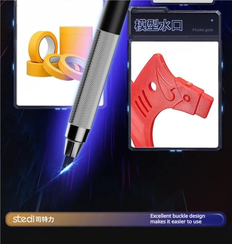 Stedi MS21 Coltello in metallo con lame Maschera in argilla Strumenti da taglio per nastro per Gundam Gunpla Costruzione di modelli Strumenti artigianali per hobby Coltello fai da te