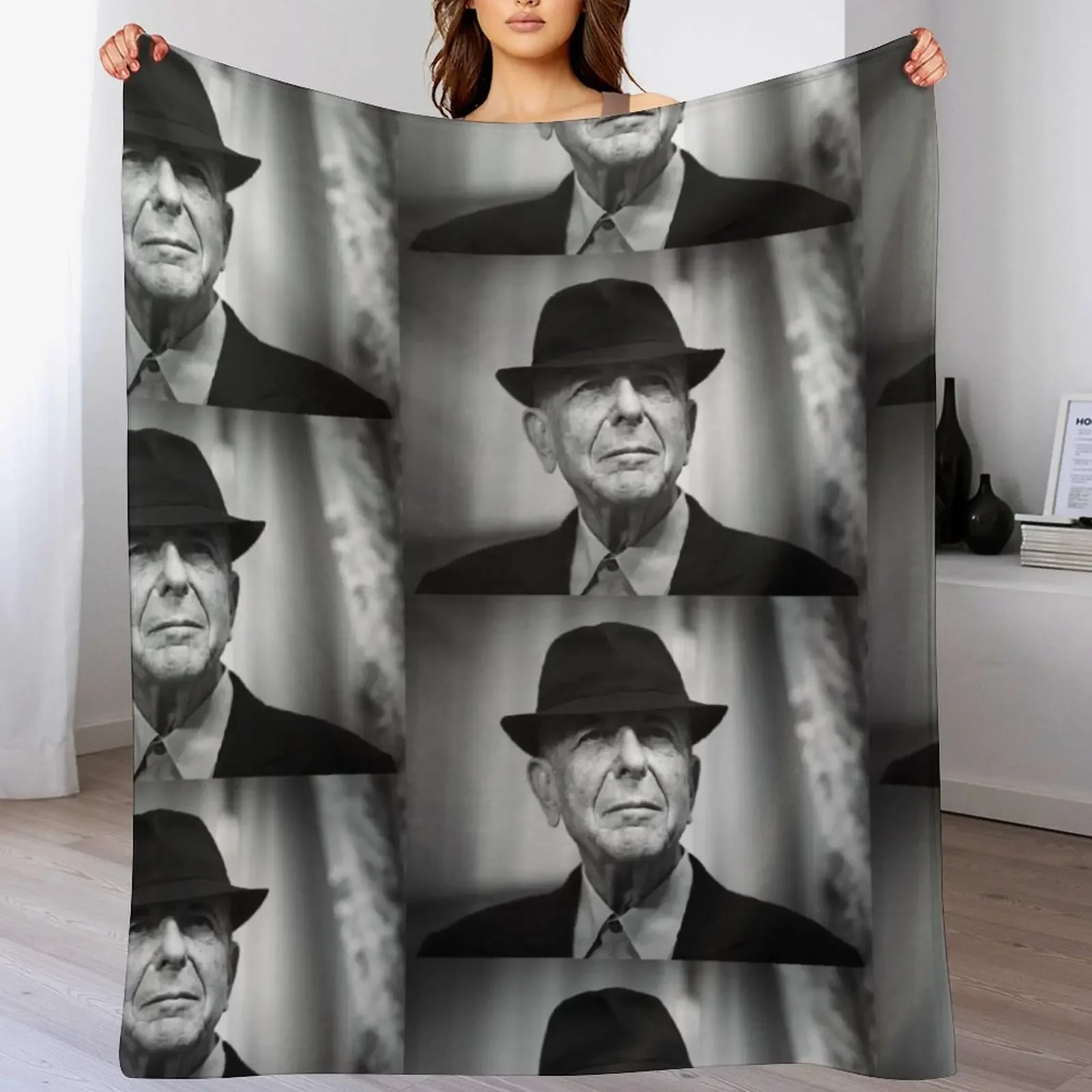 

New she leonard roo cohen gan2 tour Throw Blanket Vintage manga Personalized Gift Thin Blankets