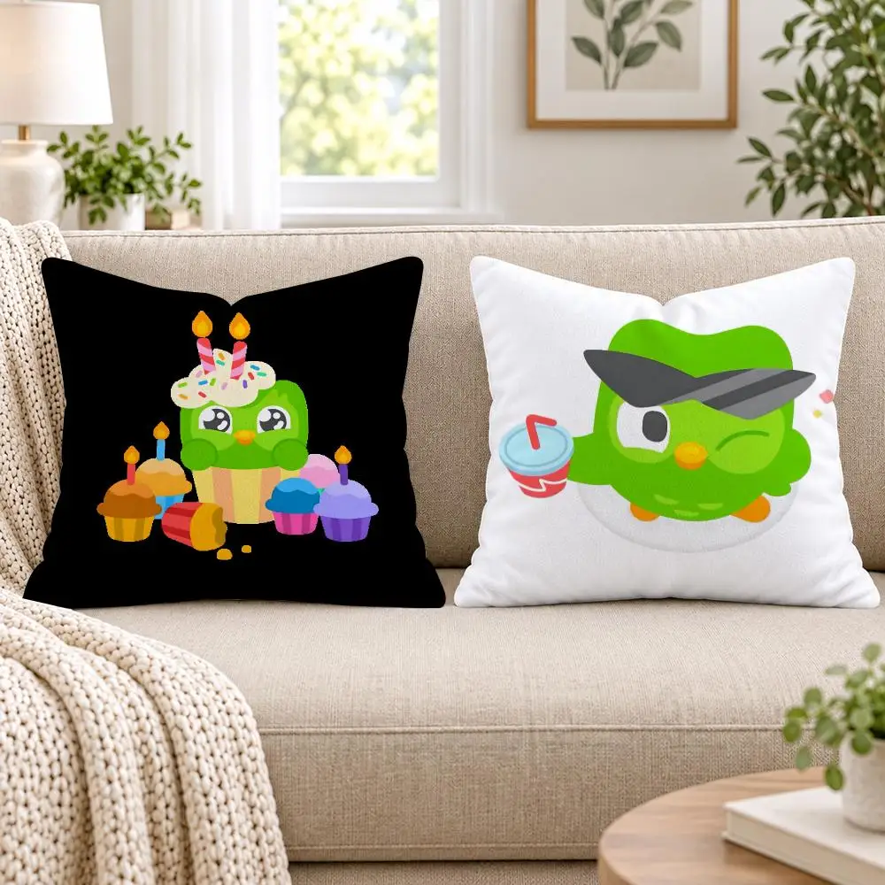 Cute D-Duolingos Cushion Cover Short Plush Double-Sided Printing Sofa Bedroom Living Room Throw Pillow Cover Home Decor
