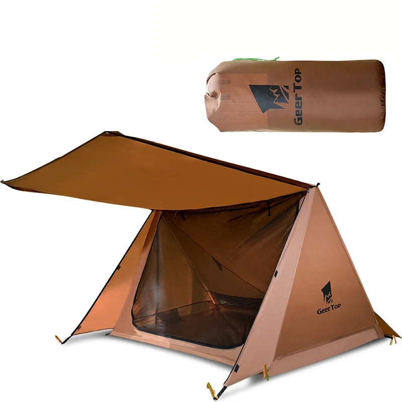 Camping Single Layer Two Person Tent Shelter 2 In 1 Windproof Light Weight Tent (No Poles)