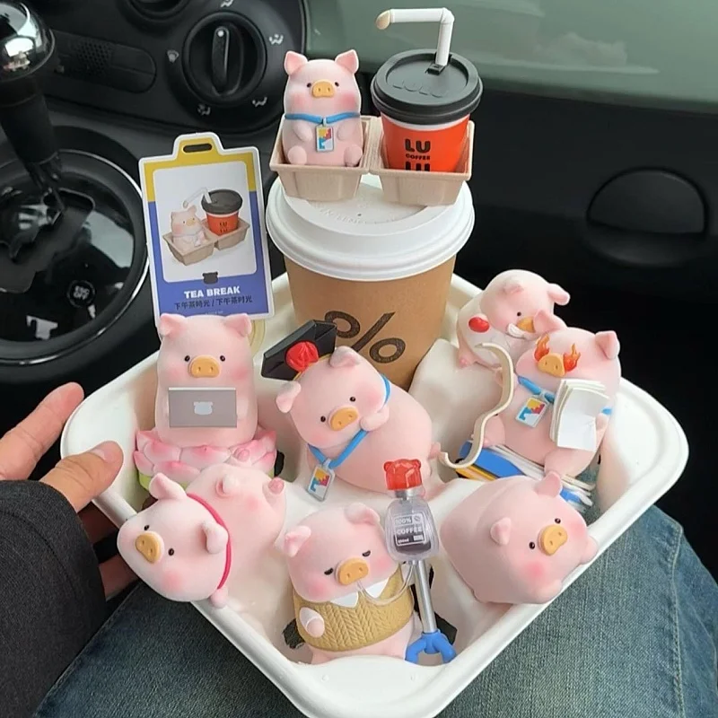 

TOYZEROPLUS X Lulu The Piggy Pig Things At Work Series Blind Box Toys Flocked Kawaii Mystery Box Desk Decor Birthday Gift