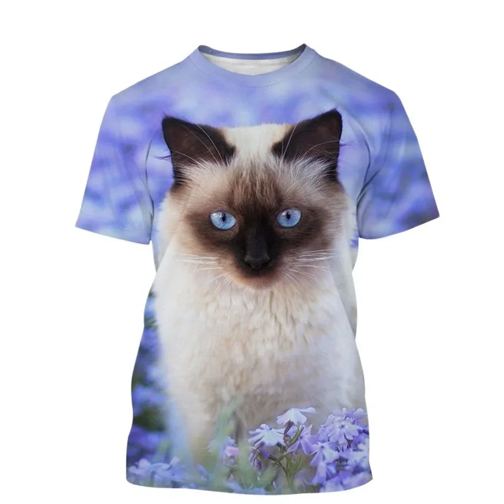 

Summer Cat 3D Print T-Shirts Streetwear Casual Men Women Fashion Oversized Short Sleeve T Shirt O-Neck Kids Tees Tops Clothing