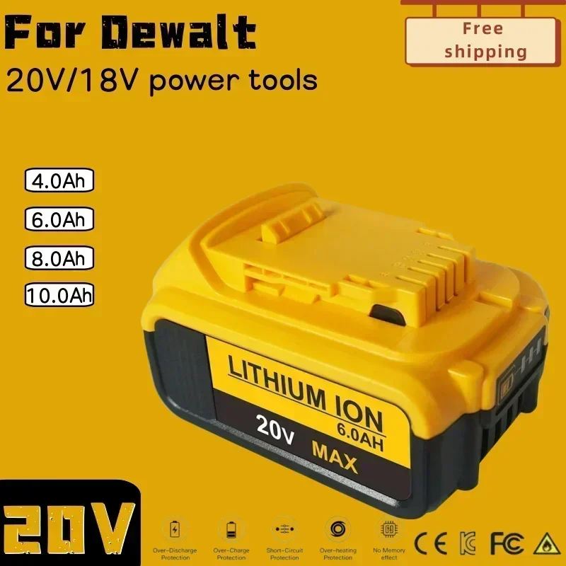 

20V 6Ah MAX Lithium Battery Power Tool Replacement for DeWalt DCB184 DCB181 DCB182 DCB200 20V 6A 8A 12A 18V 20V Lithium Battery