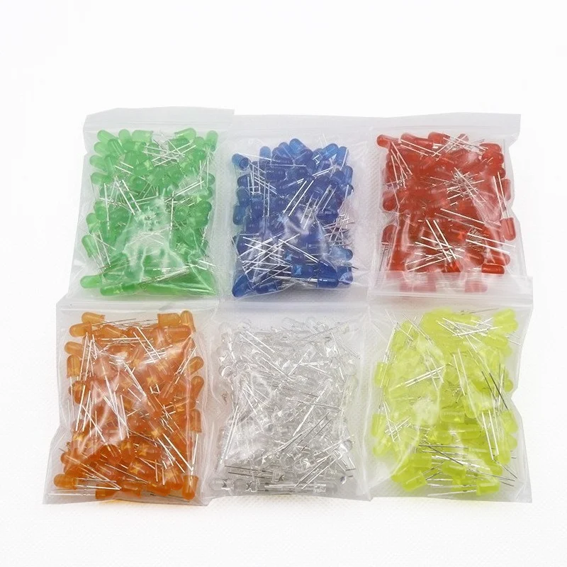5MM Assorted LED Kit 600Pcs 6 Colors Red Yellow Green Blue White Orange Ultra Bright Diodes for Electronics