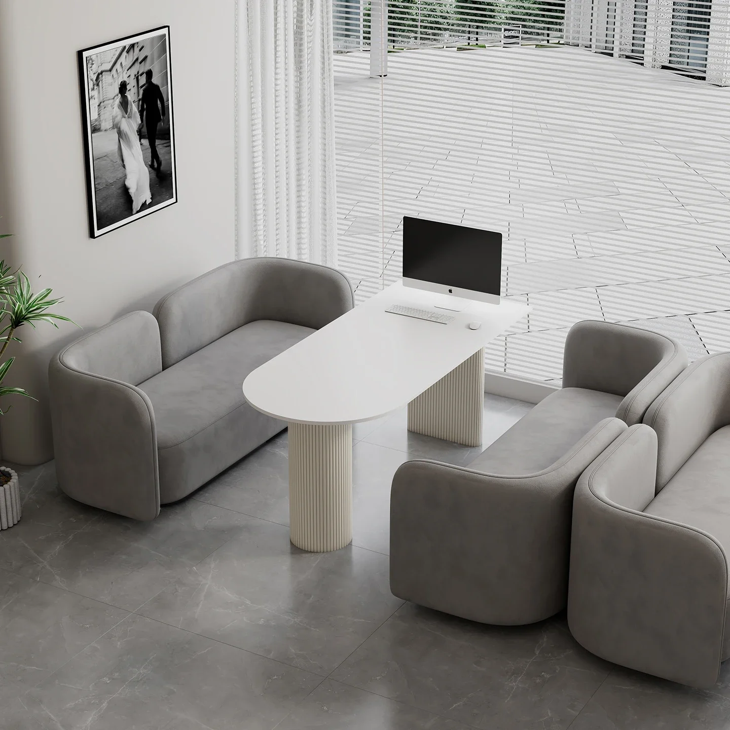 Cream Wind Studio Selection Area Reception Table and Chair Combination Wedding Shop Resting Area Sofa Receiving Table