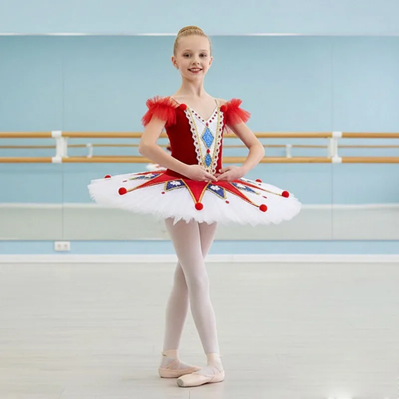 

Adult Women New Performance Costume Ballerina Leotard Dance Clothes Red Professional Ballet Dress Tutu Skirt for Girls