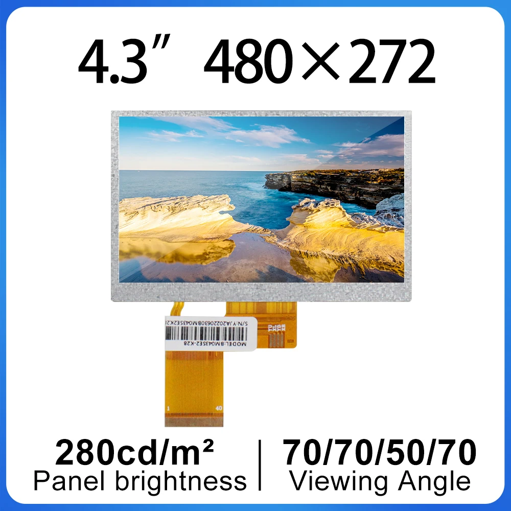 4.3 inç ortak ekran 480x272 parlaklık 280 TFT LCD ekran Modul 40PIN RGB endüstriyel araba ekran ahududu Pi için