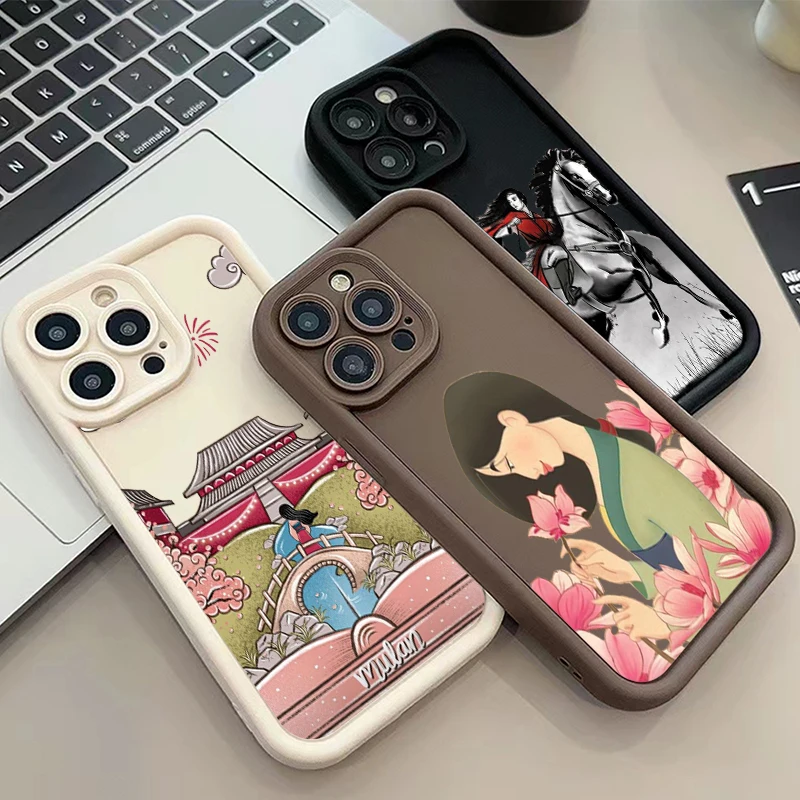 Disney Princess Hua Mulan For Apple iPhone 15 14 13 12 11 XS XR X 8 7 Pro Max Plus Soft Eye Ladder Phone Case Cover