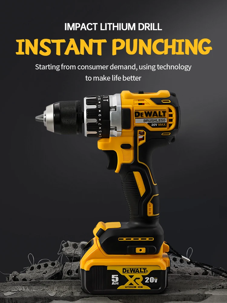 Dewalt DCD796 Compacte draadloze borstelloze klopboormachine LED-licht Krachtig multifunctioneel elektrisch gereedschap 20V batterij - afbeelding 2